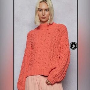 POL “ Trudy “ POL Cable Knit Mock Neck Sweater 66